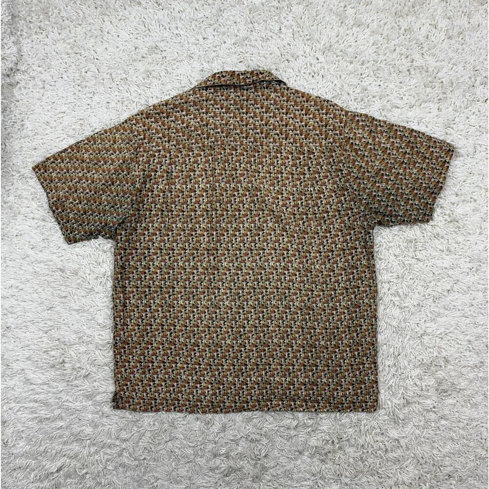Pendleton Bamboo Shirt Mens Large Camp Collar Short Sleeve Geometric Aztec Brown - Picture 8 of 11